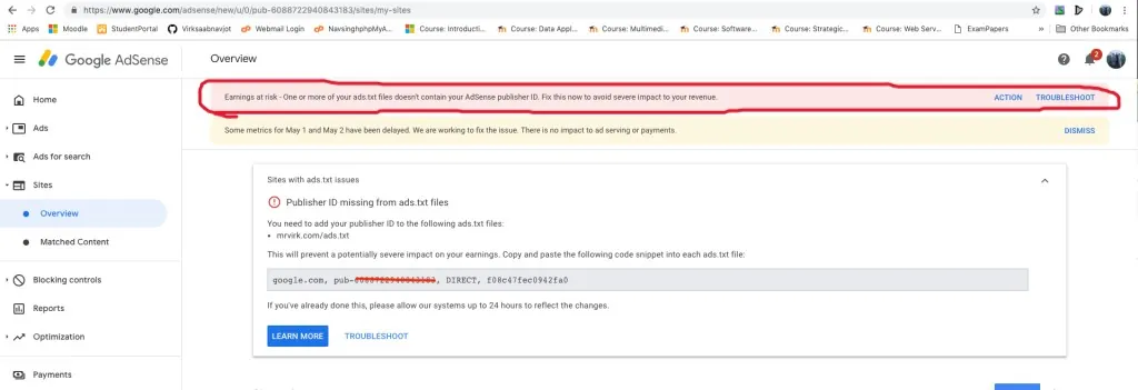 Ads.txt Error Example